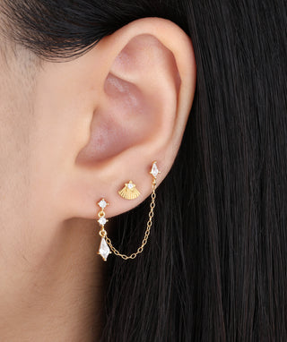 Titanium Fan-Shaped Star Flatback Stud - OumoJewelry