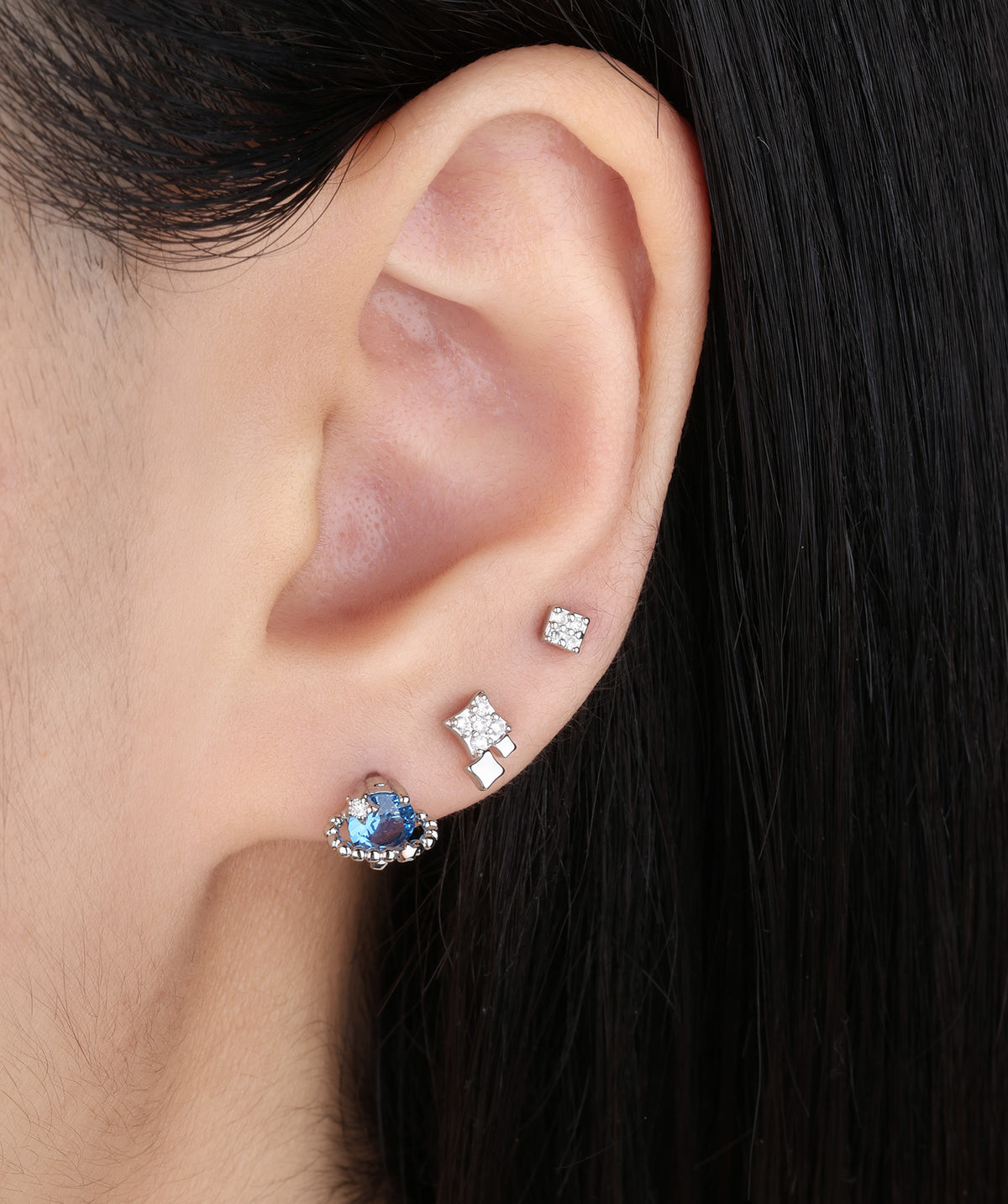 Four Pointed Star Stud - Stainless Steel - Upper Lobe, Helix - Oumo Jewelry