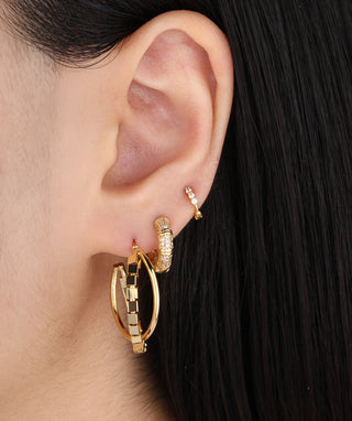 Cross Double Huggie Hoops - OumoJewelry