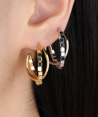 Cross Double Huggie Hoops - OumoJewelry