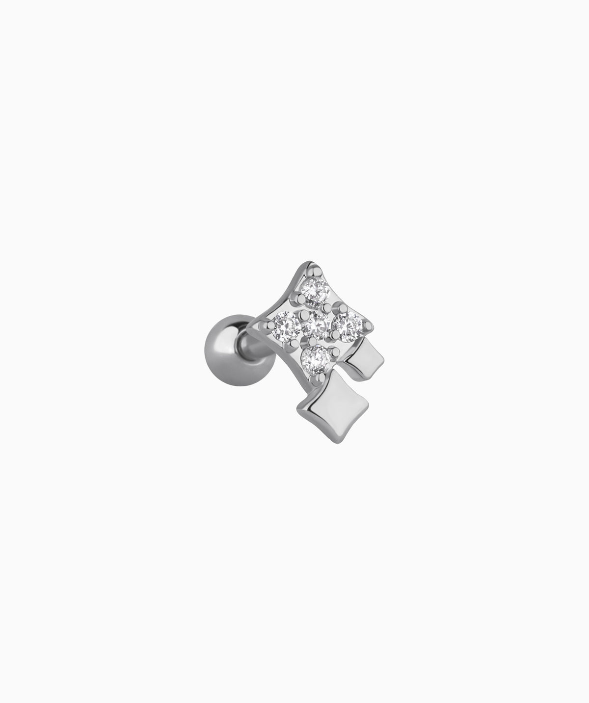 Four Pointed Star Stud - Stainless Steel - Upper Lobe, Helix - Oumo Jewelry