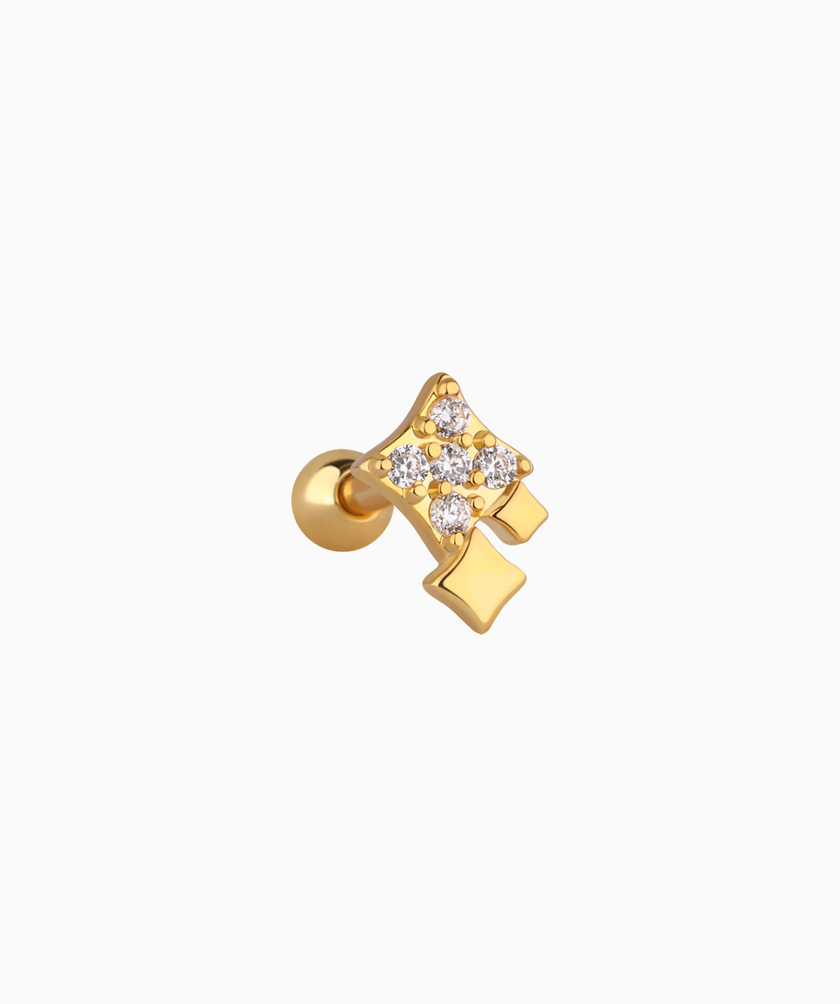 Four Pointed Star Stud - Stainless Steel - Upper Lobe, Helix - Oumo Jewelry