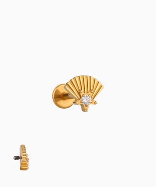 Titanium Fan-Shaped Star Flatback Stud - OumoJewelry