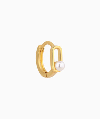 Pearl Paper Clip Hoop - OumoJewelry