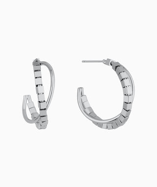 Cross Double Huggie Hoops - OumoJewelry