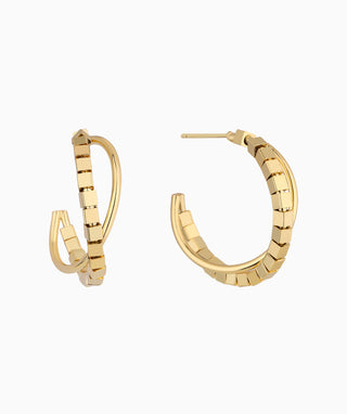 Cross Double Huggie Hoops - OumoJewelry