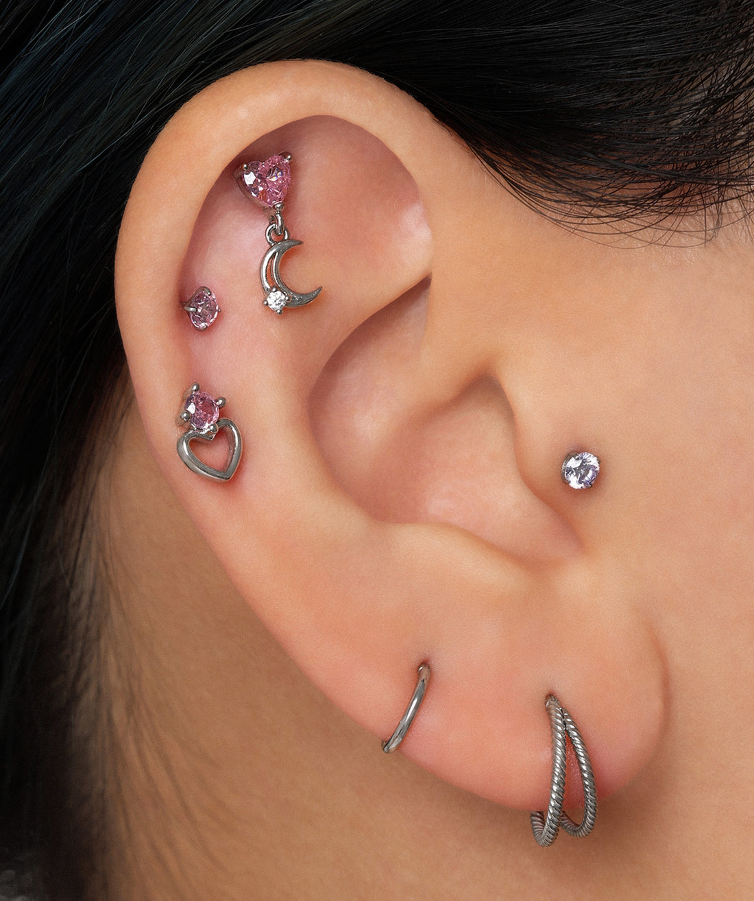 Charming Hollow Heart Stud