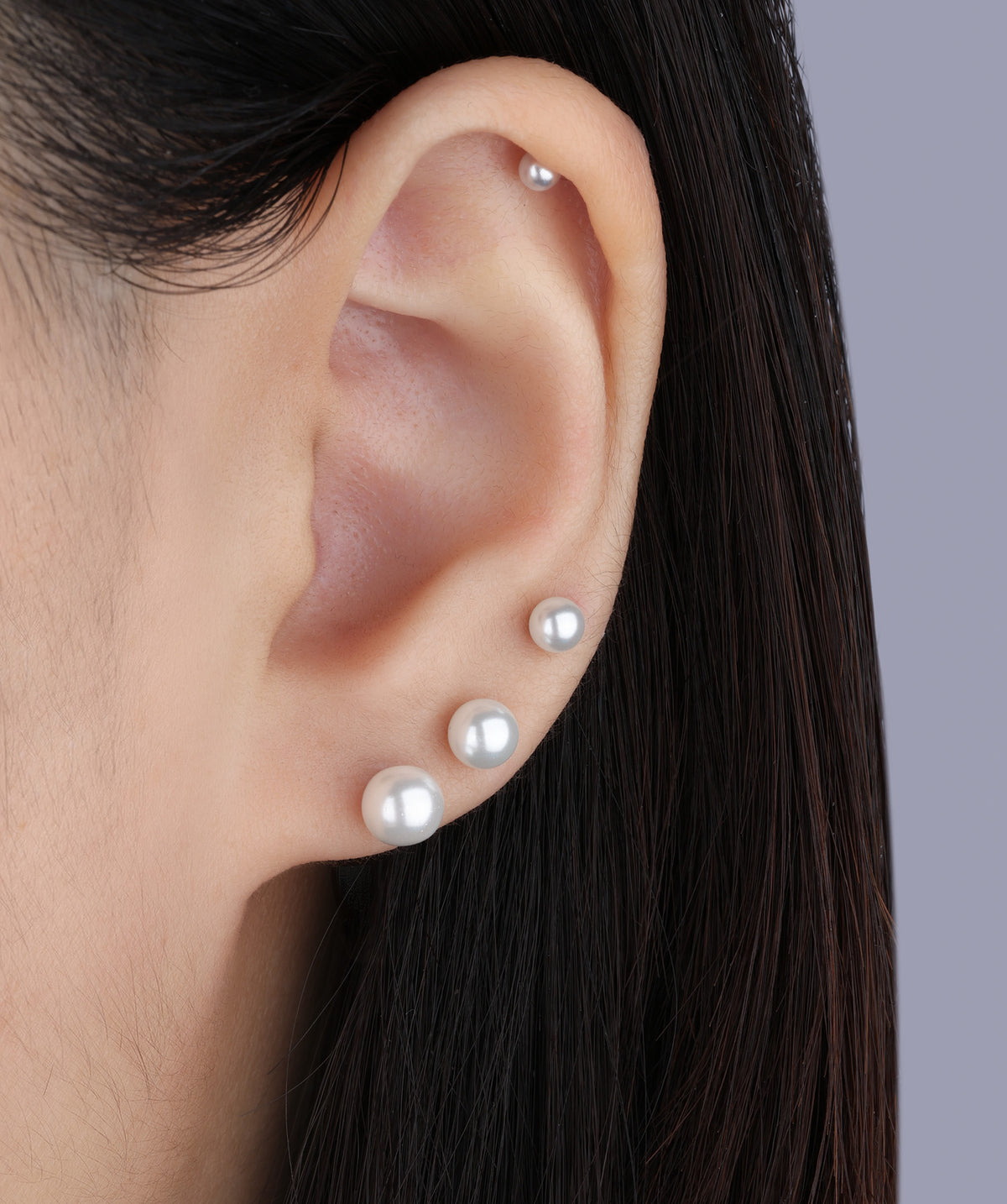 Elegant Pearl Stud - Stainless Steel - Upper Lobe, Helix, Flat - Oumo Jewelry