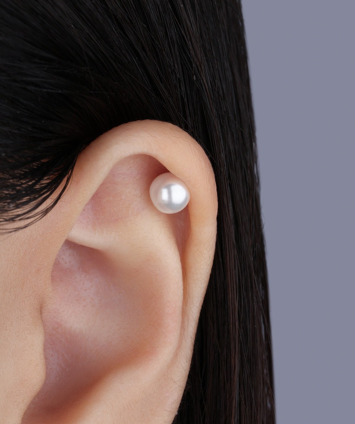 Elegant Pearl Stud - Stainless Steel - Upper Lobe, Helix, Flat - Oumo Jewelry