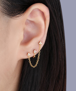 Gemstones Chain Stud - OumoJewelry