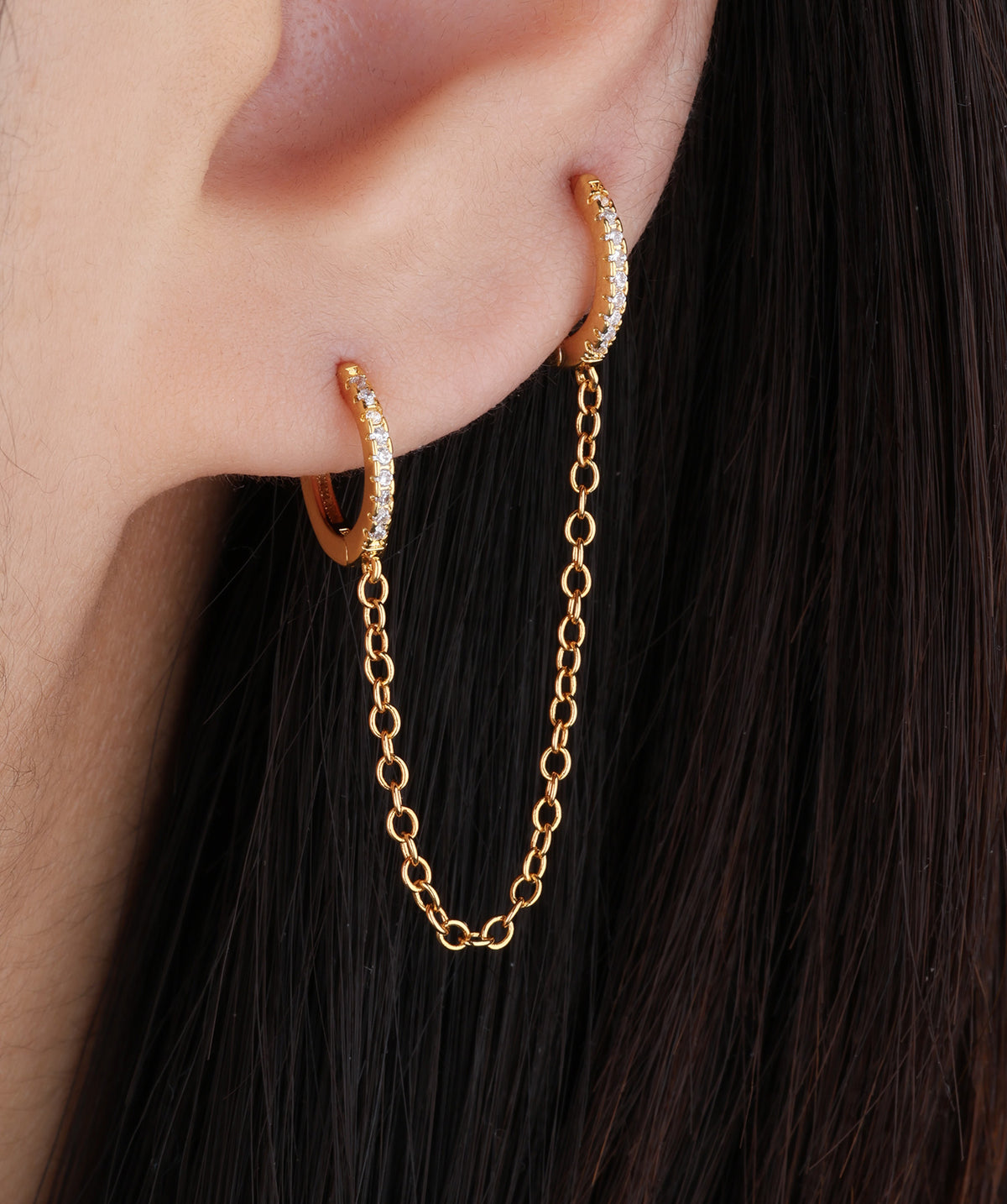 Sparkling Gemstone Chain - Brass - Lobe, Upper Lobe - Oumo Jewelry