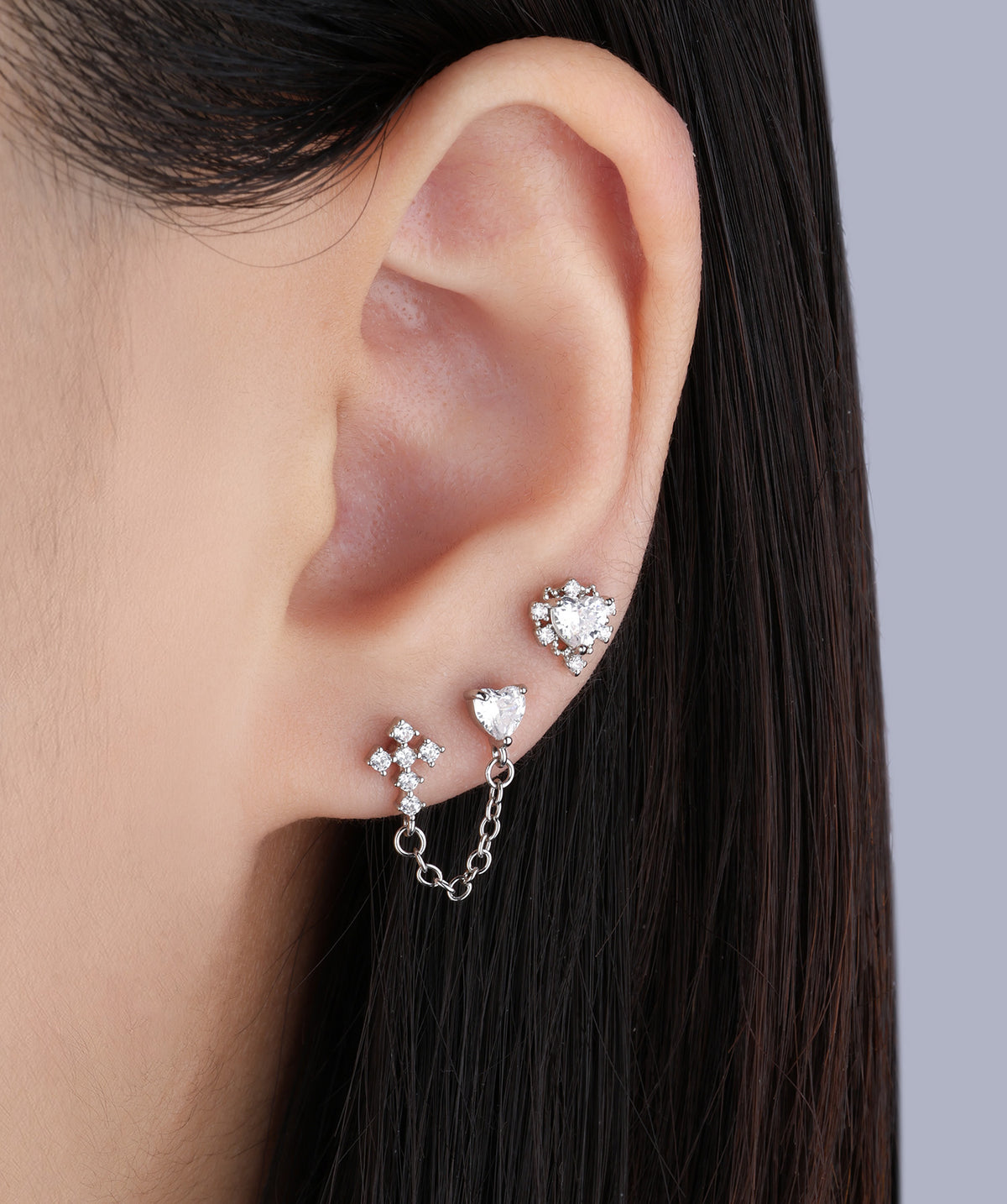 Luxury Heart Stud - Stainless Steel - Upper Lobe, Helix - Oumo Jewelry