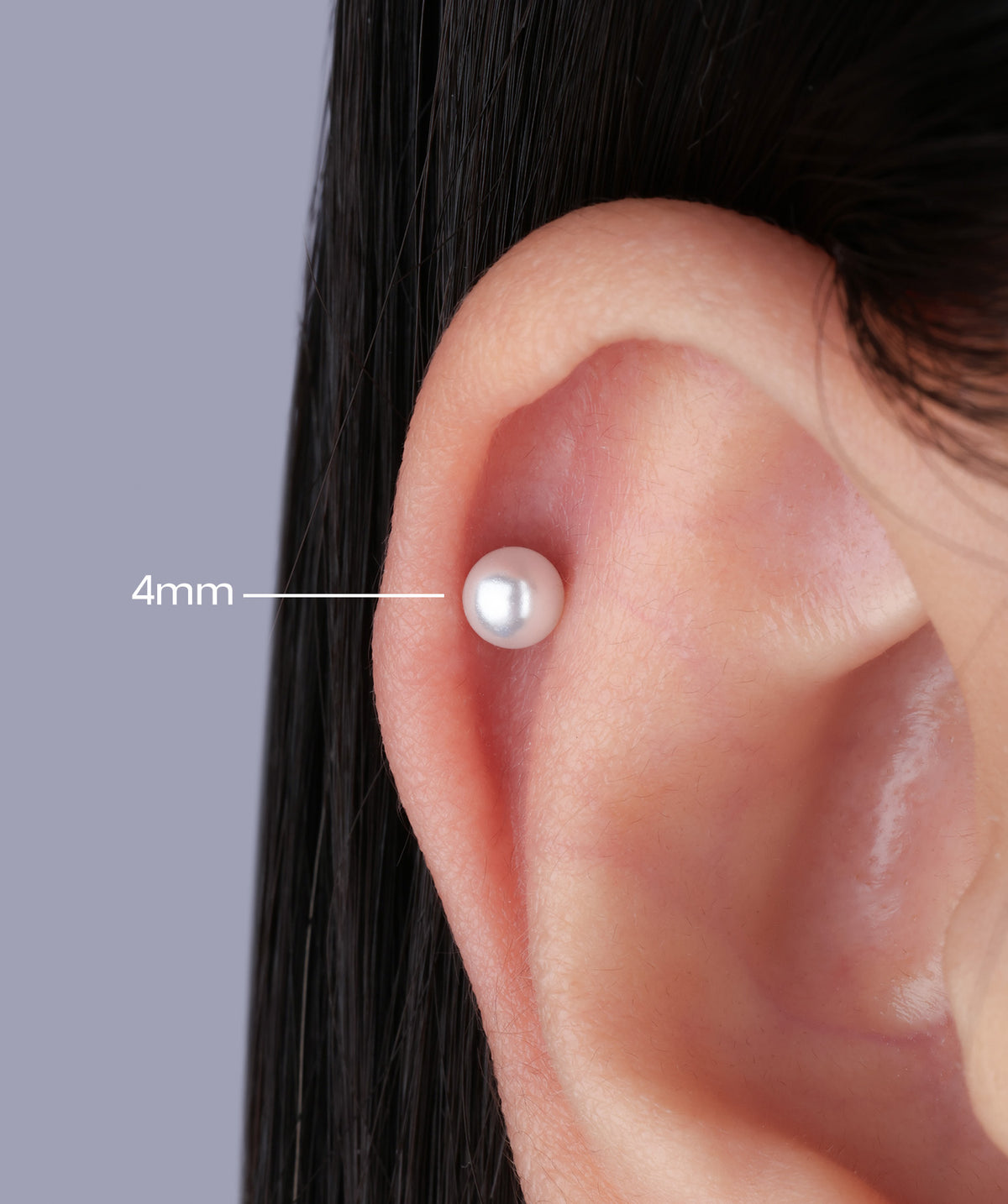 Elegant Pearl Stud - Stainless Steel - Upper Lobe, Helix, Flat - Oumo Jewelry