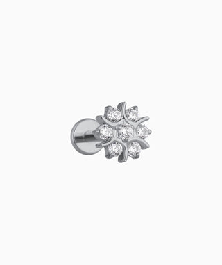 Titanium Exquisite Flower Flatback Stud - OumoJewelry