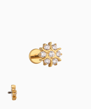 Titanium Exquisite Flower Flatback Stud - OumoJewelry