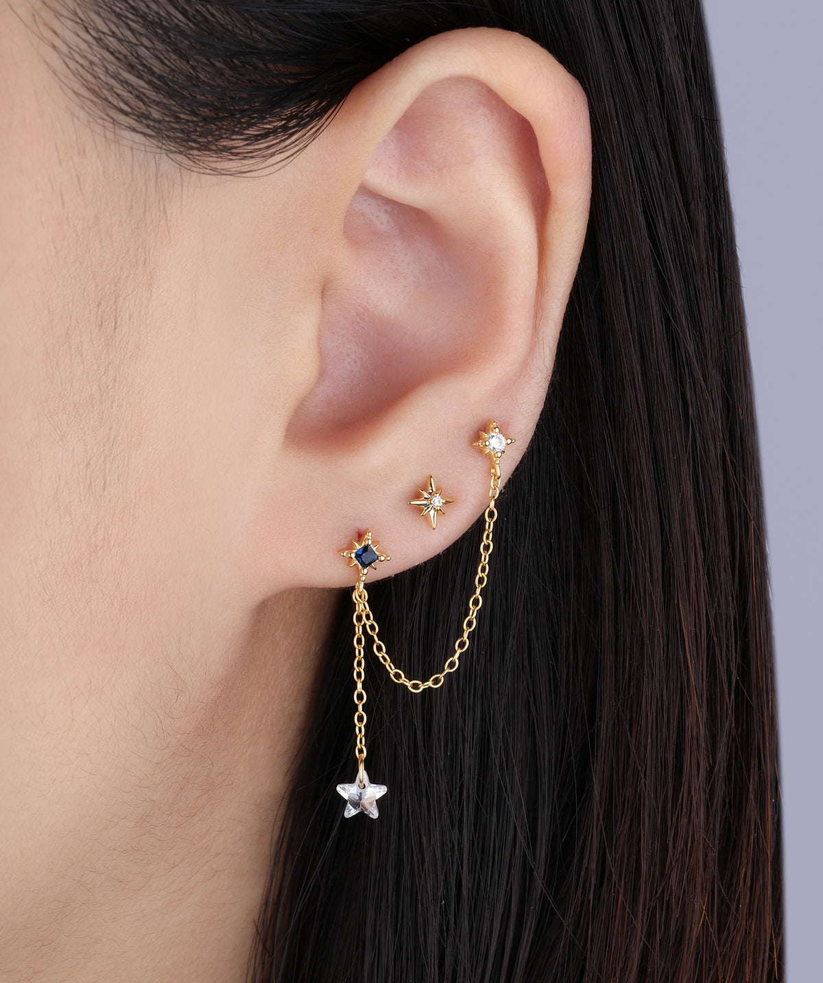 Octagonal Star Stud - Stainless Steel - Upper Lobe, Helix, Flat - Oumo Jewelry