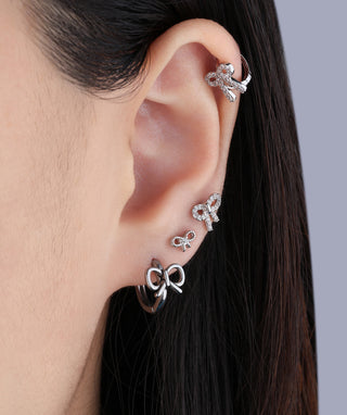 Sparkling Bow Hoop - OumoJewelry
