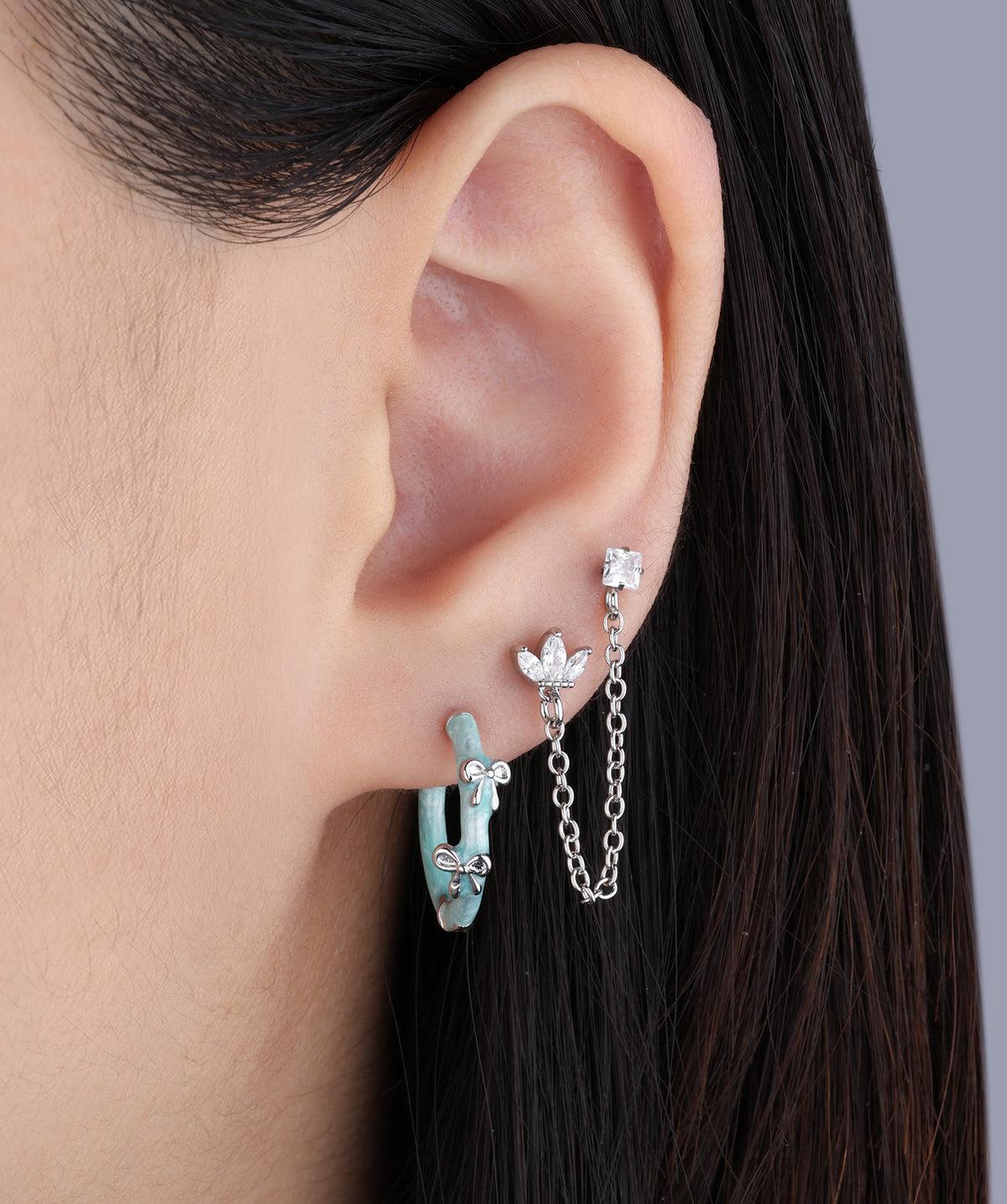 Enamel Bow Hoops - Brass - Oumo Jewelry