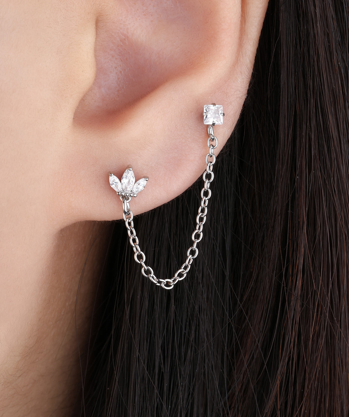 Marquise Crown Chain - Stainless Steel - Lobe, Upper Lobe - Oumo Jewelry