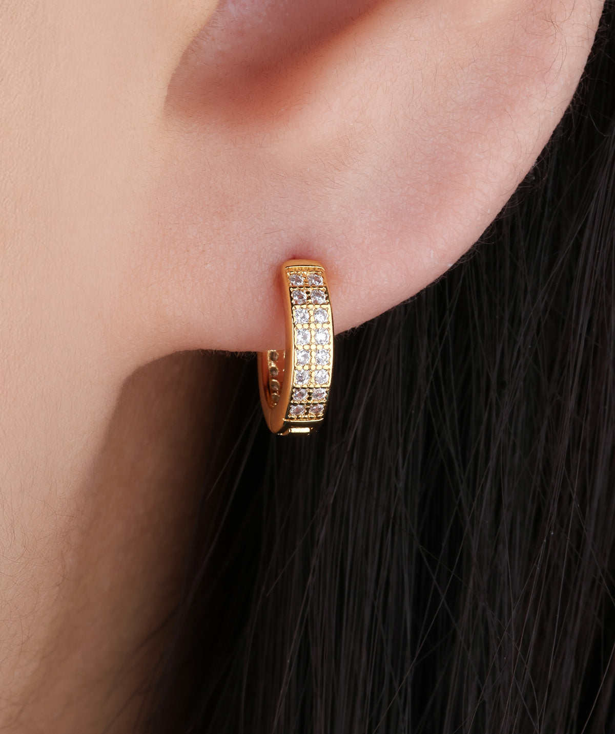 Basic Gems Hoop - Brass - Upper Lobe - Oumo Jewelry