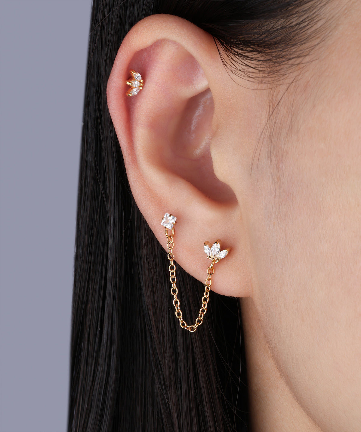 Marquise Crown Chain - Stainless Steel - Lobe, Upper Lobe - Oumo Jewelry