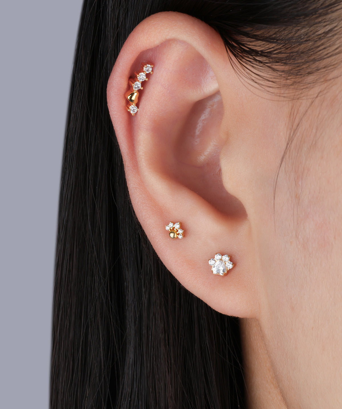 Titanium Lovely Claw Flatback Stud - Titanium - Helix, Upper Lobe, Conch - Oumo Jewelry