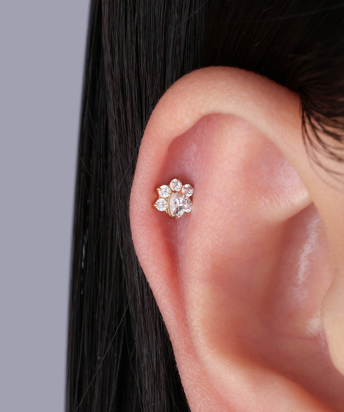 Titanium Lovely Claw Flatback Stud - Titanium - Helix, Upper Lobe, Conch - Oumo Jewelry