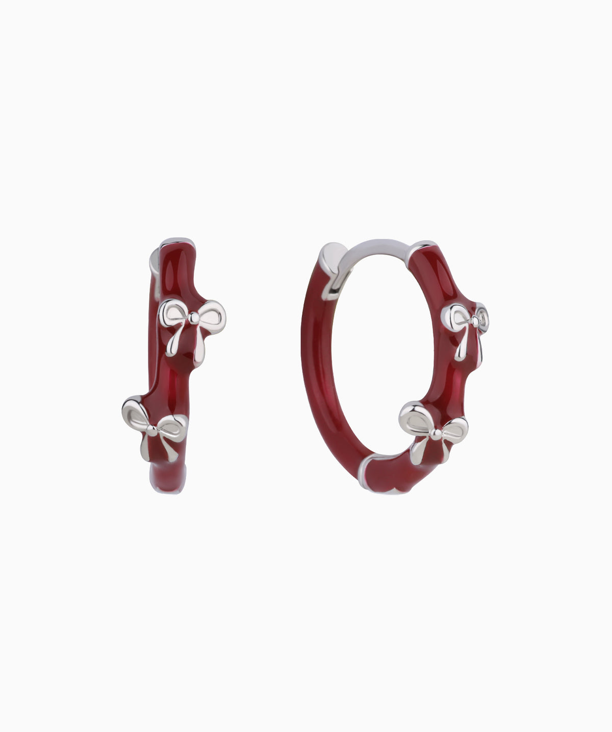 Enamel Bow Hoops - Brass - Oumo Jewelry