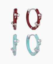 Enamel Bow Hoops - Brass - Oumo Jewelry
