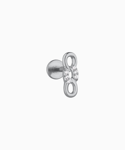 Titanium Infinity Chain Flatback Stud