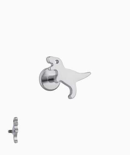 Titanium Dinosaur Flatback Stud