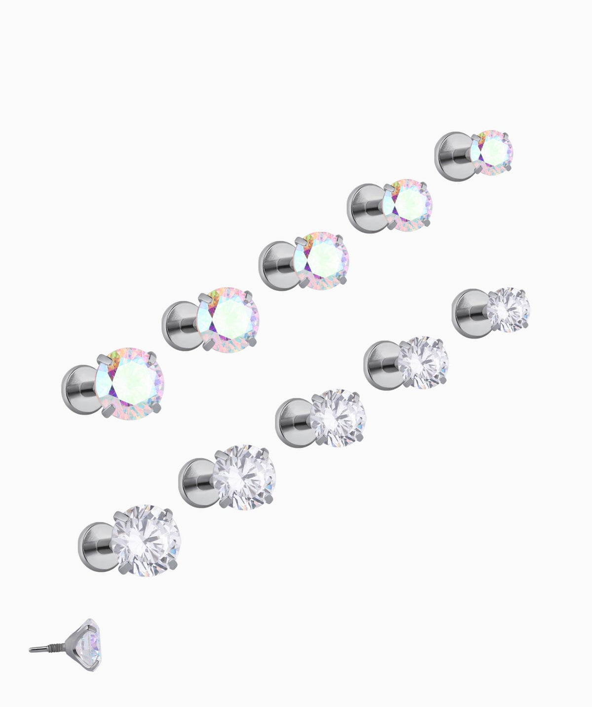 Titanium Gemstone Flatback Stud - Titanium - Helix, Forward Helix, Upper Lobe - Oumo Jewelry