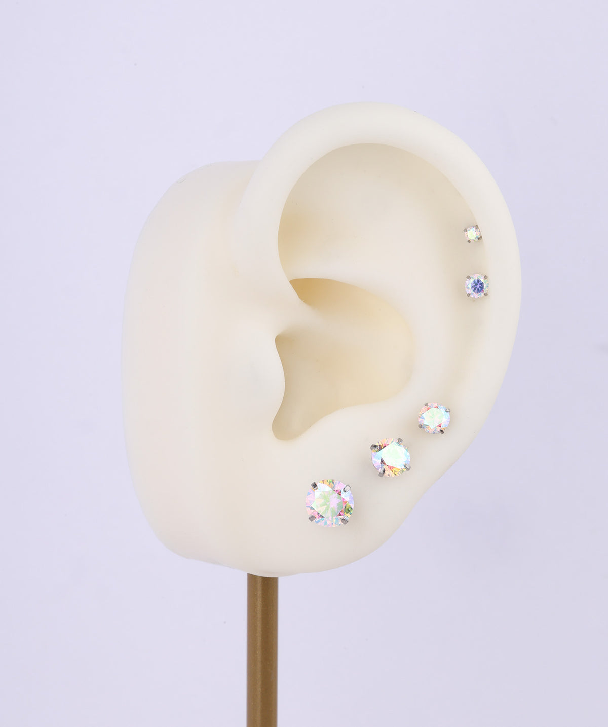 Titanium Gemstone Flatback Stud - Titanium - Helix, Forward Helix, Upper Lobe - Oumo Jewelry