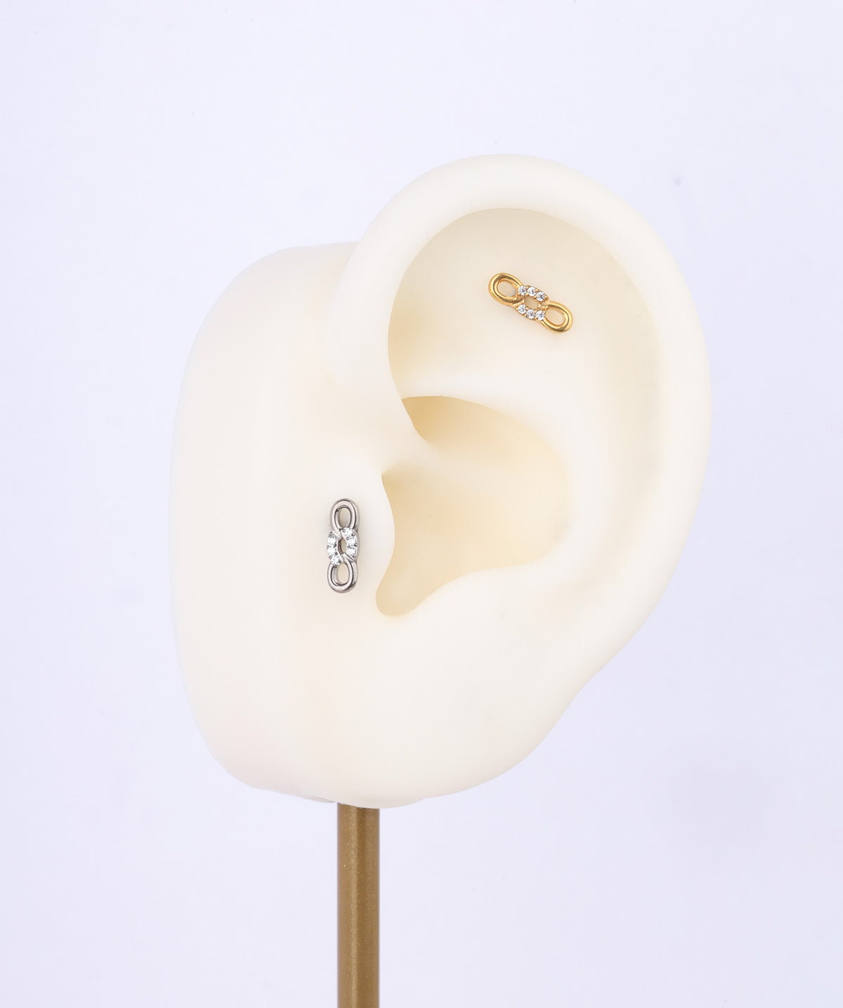 Titanium Infinity Chain Flatback Stud - Titanium - Helix, Lobe, Upper Lobe - Oumo Jewelry