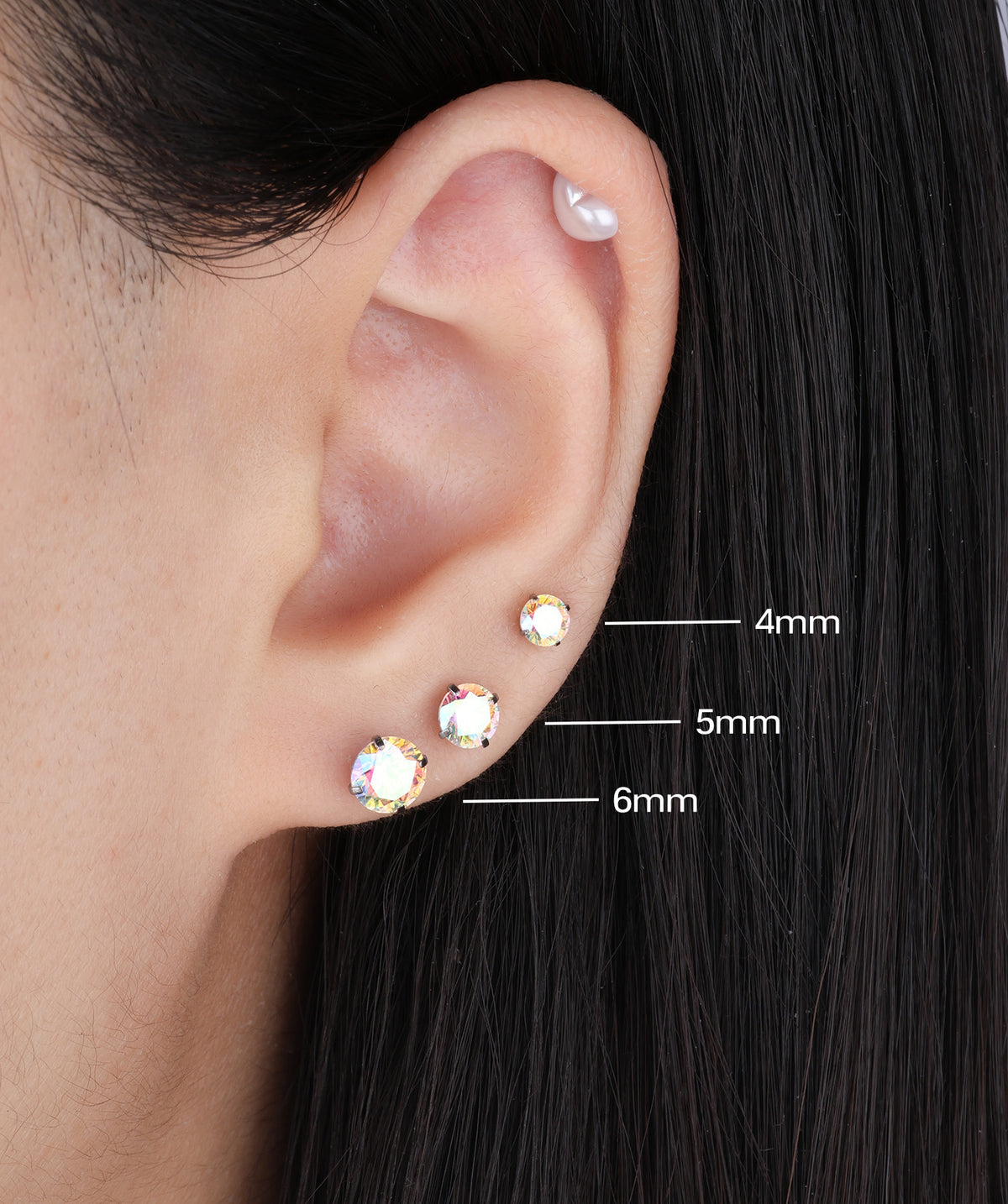 Titanium Gemstone Flatback Stud - Titanium - Helix, Forward Helix, Upper Lobe - Oumo Jewelry