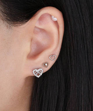 Bow Heart Stud - OumoJewelry