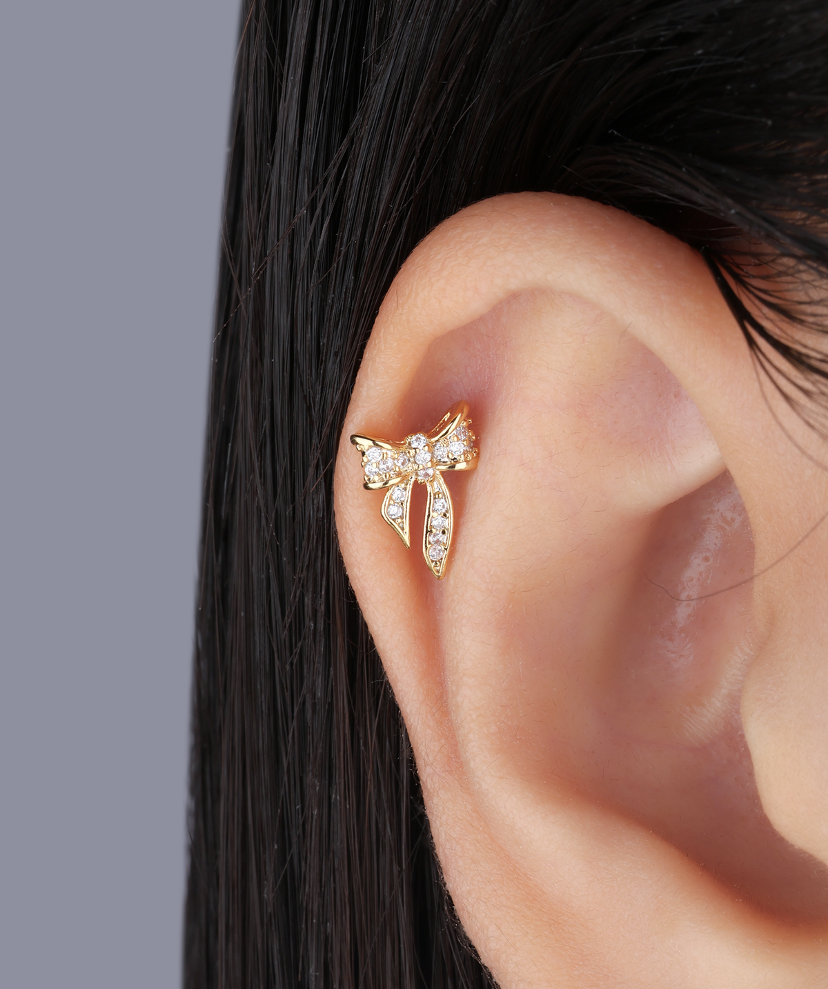 Exquisite Bow Stud - Stainless Steel - Upper Lobe, Helix, Flat - Oumo Jewelry
