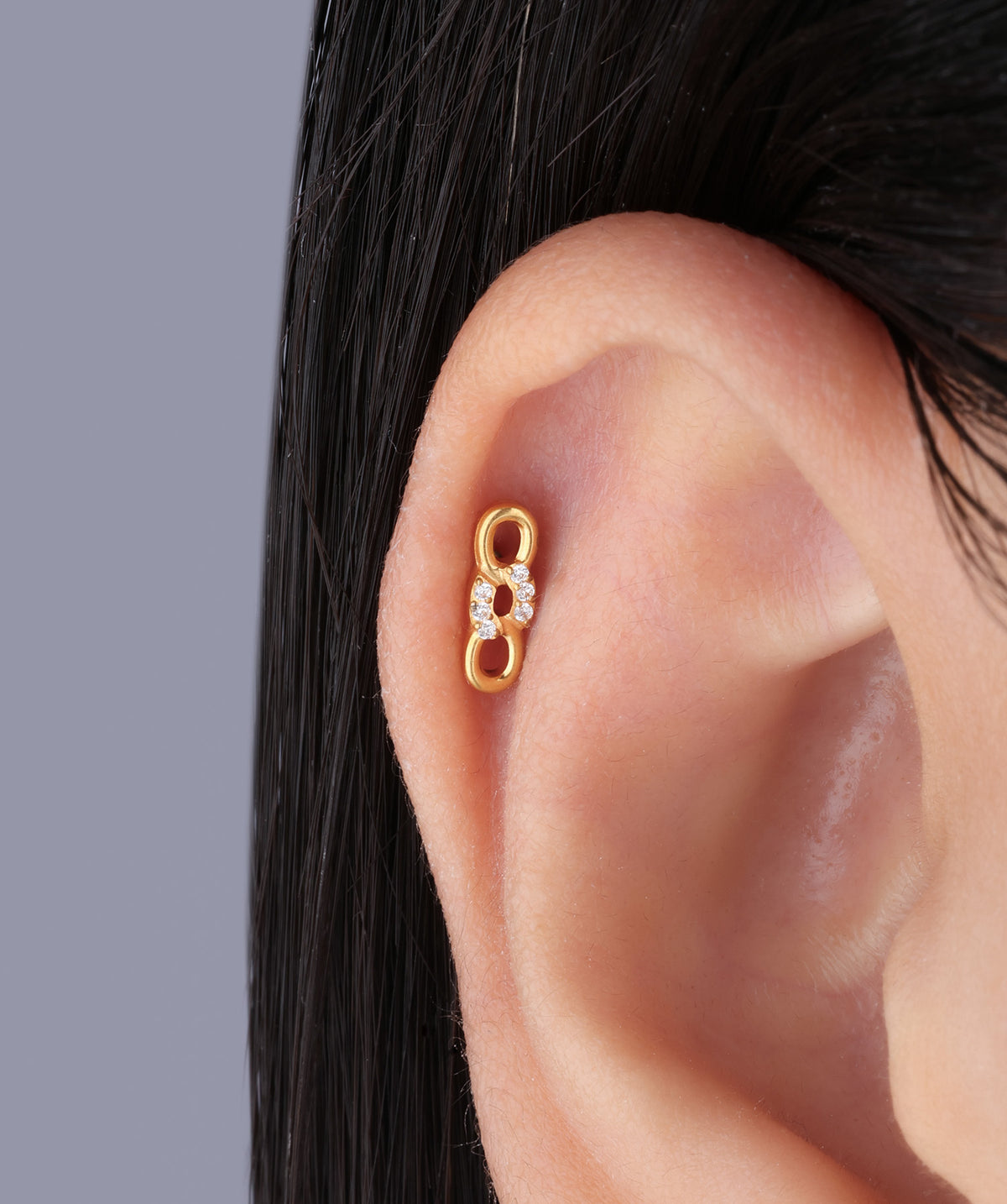 Titanium Infinity Chain Flatback Stud - Titanium - Helix, Lobe, Upper Lobe - Oumo Jewelry