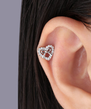 Bow Heart Stud - OumoJewelry