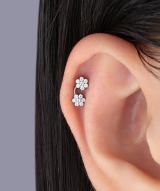 Titanium Rainbow Flower Flatback Stud - OumoJewelry