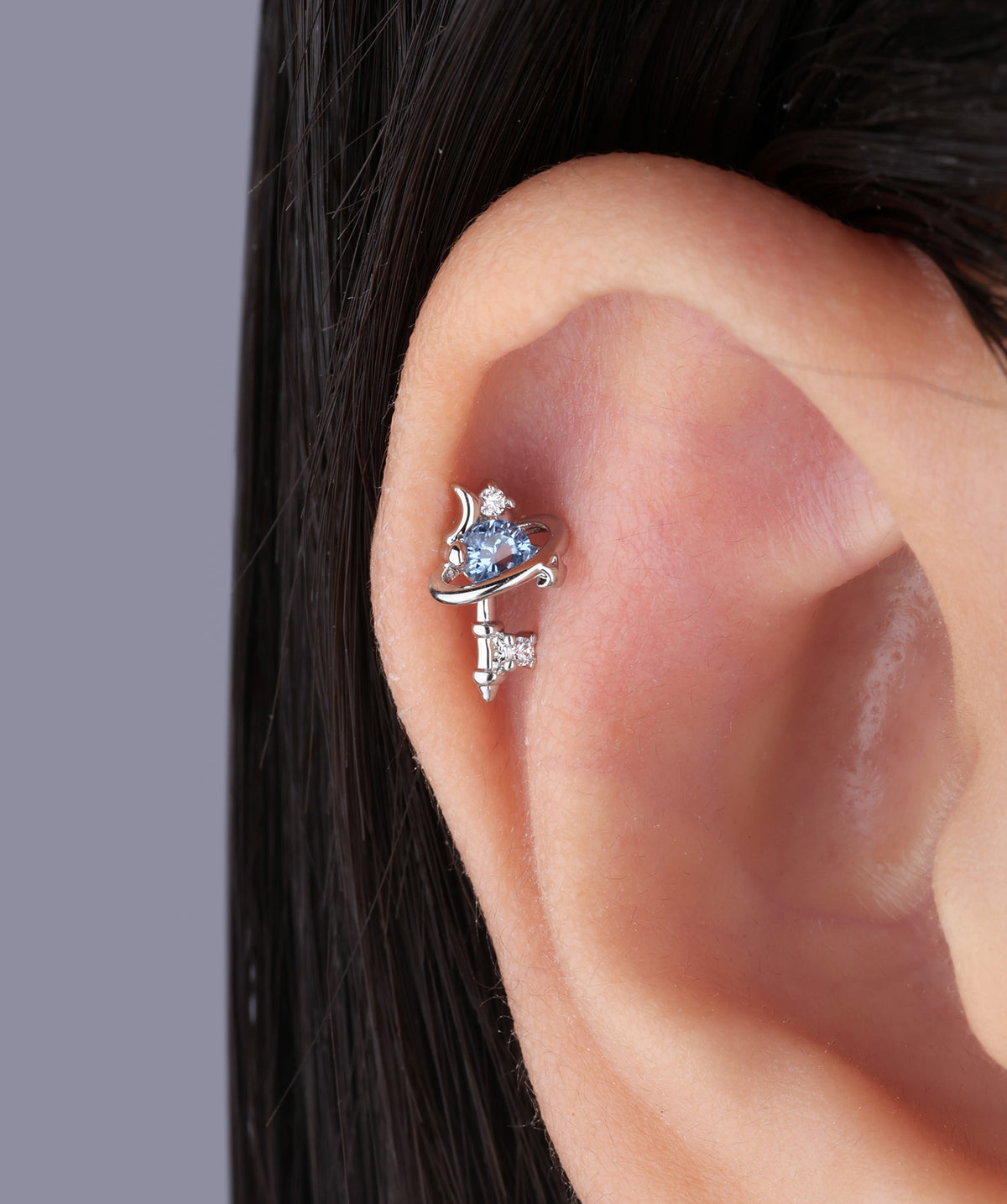 Dreamy Starry Sky Stud - Stainless Steel - Upper Lobe, Helix - Oumo Jewelry