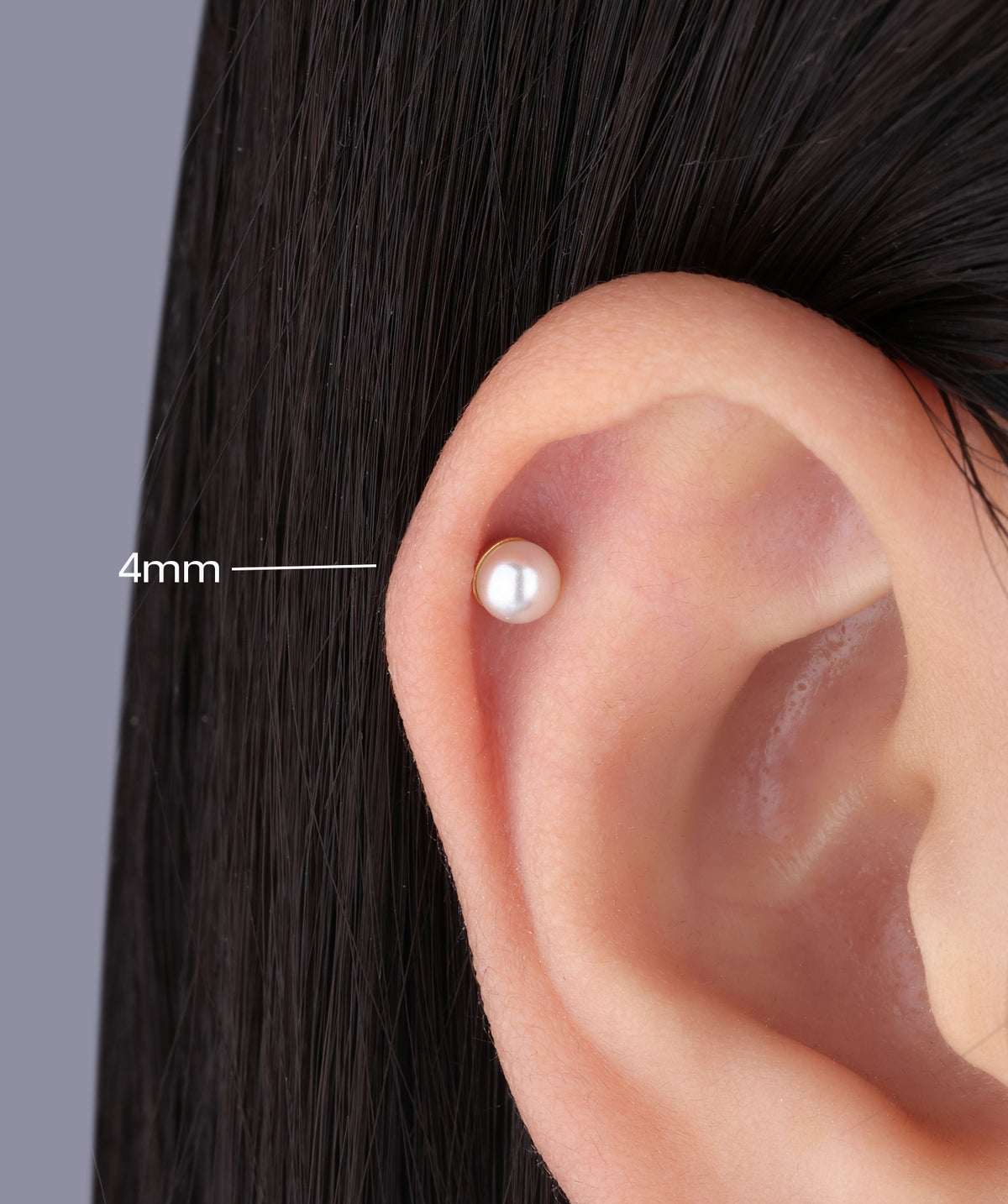 Titanium Pearl Flatback Stud - Titanium - Helix, Forward Helix, Upper Lobe - Oumo Jewelry