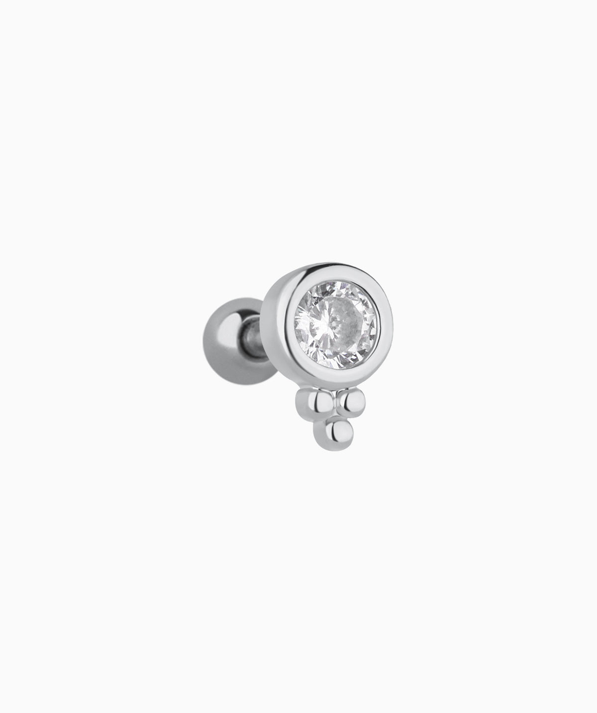 Shiny Gemstone Stud - Stainless Steel - Upper Lobe, Helix - Oumo Jewelry
