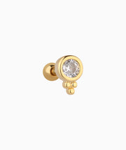 Shiny Gemstone Stud - Stainless Steel - Upper Lobe, Helix - Oumo Jewelry