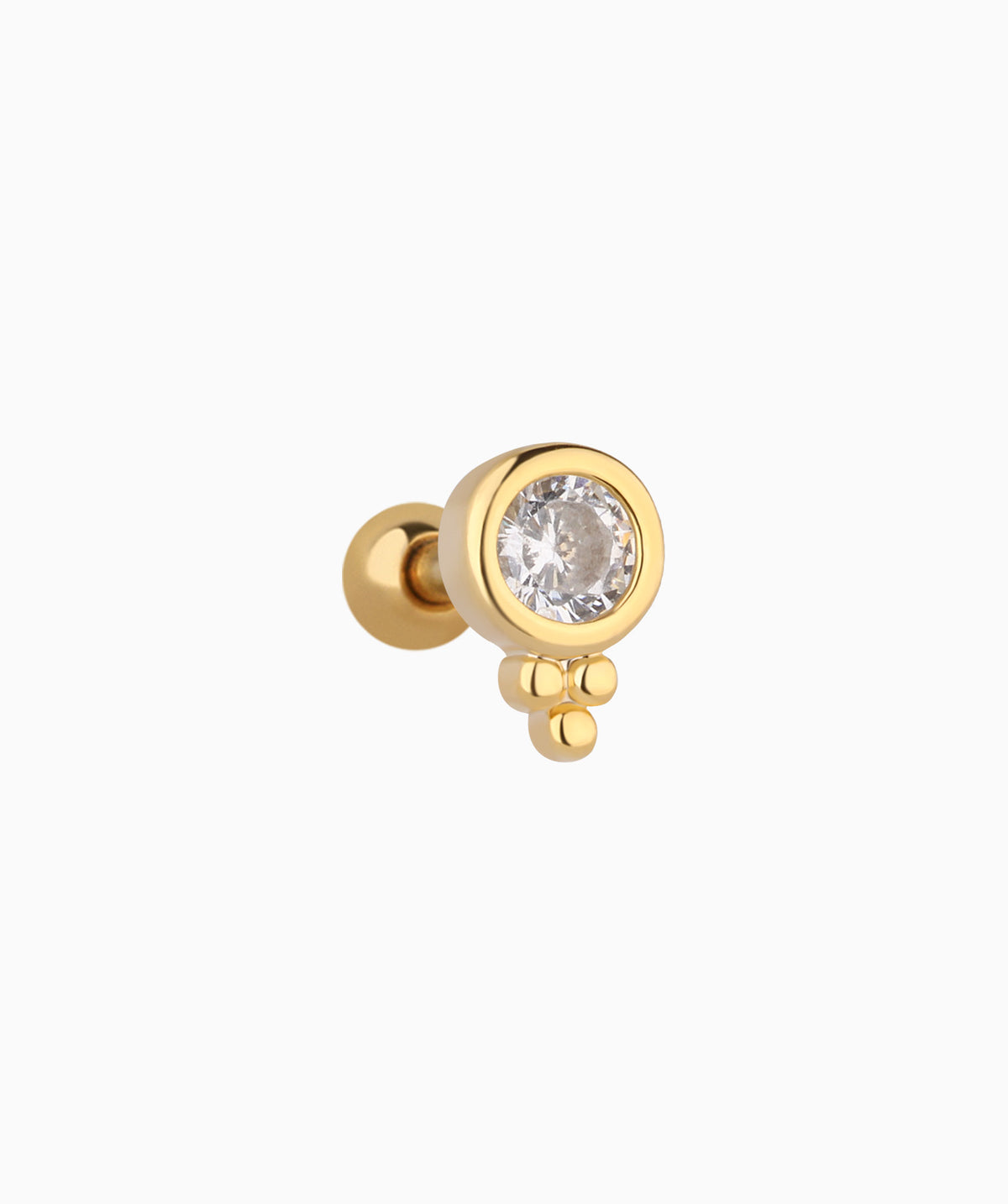 Shiny Gemstone Stud - Stainless Steel - Upper Lobe, Helix - Oumo Jewelry