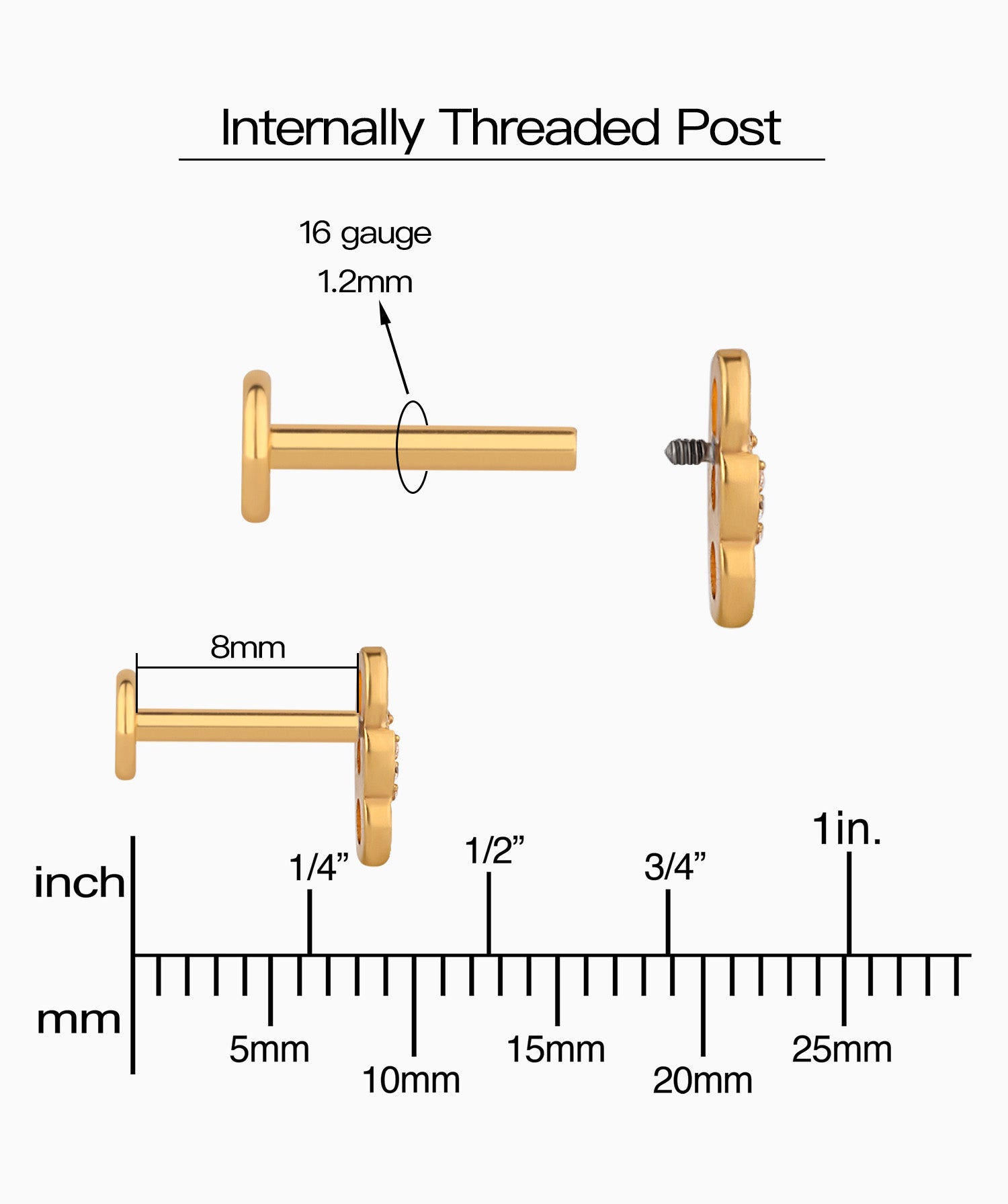 Titanium Infinity Chain Flatback Stud