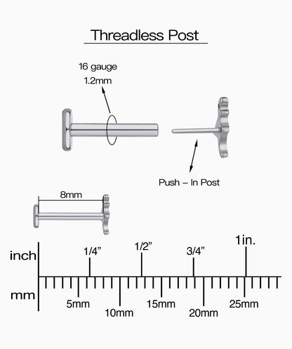 Titanium Dinosaur Flatback Stud