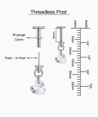 Titanium Heart Vertical Helix Flatback Stud - OumoJewelry