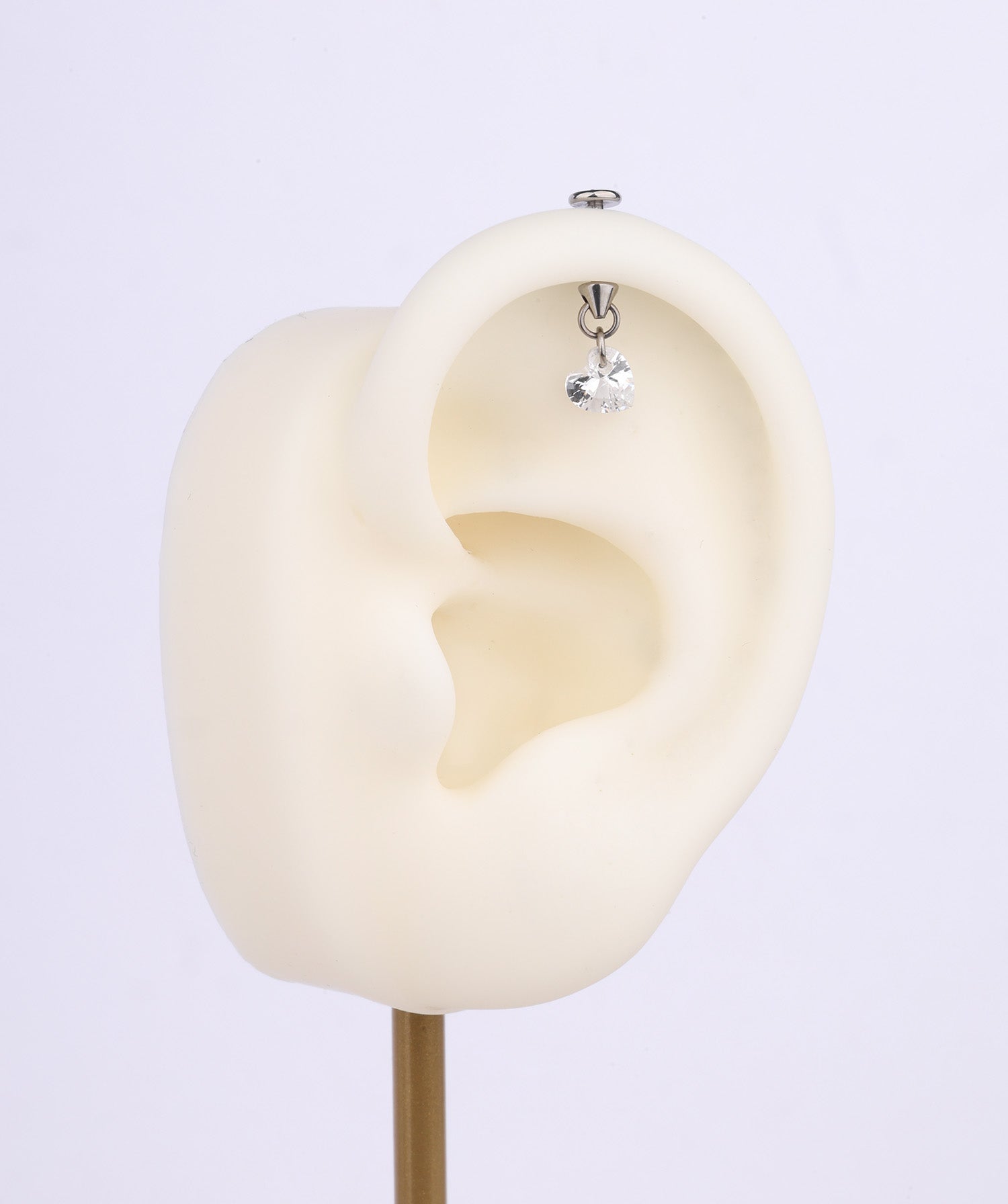 Titanium Heart Vertical Helix Stud