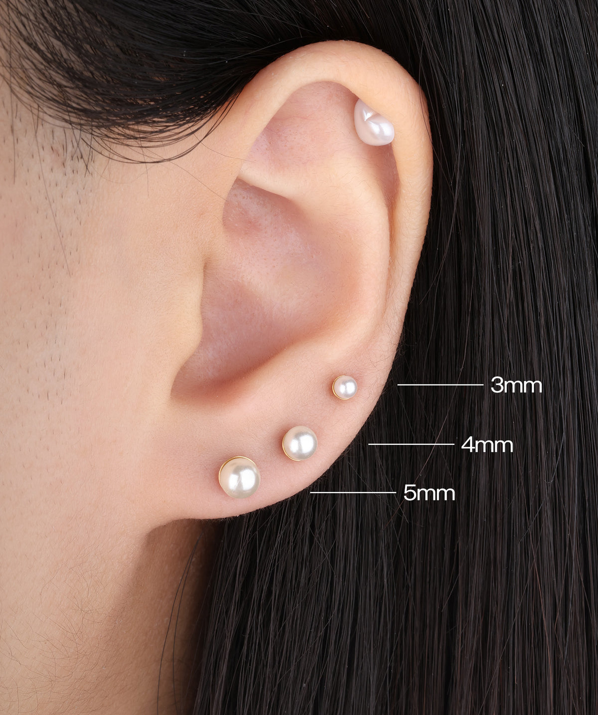 Titanium Pearl Flatback Stud - Titanium - Helix, Forward Helix, Upper Lobe - Oumo Jewelry